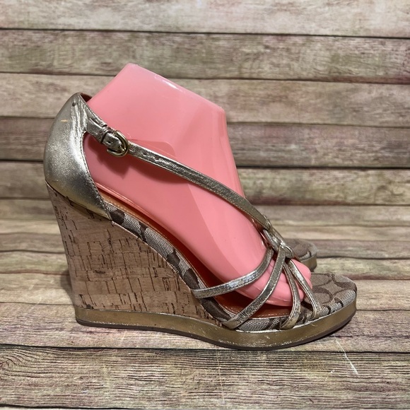 Coach Joslin Gold Wedge Sandals - Picture 3 of 8